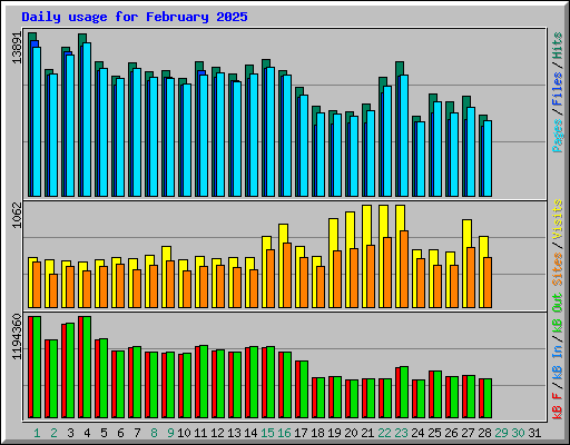 Daily usage for February 2025