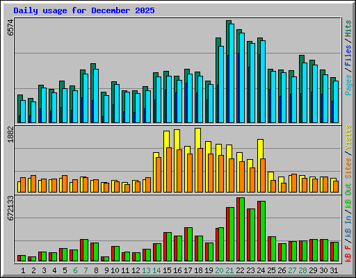 Daily usage for December 2025